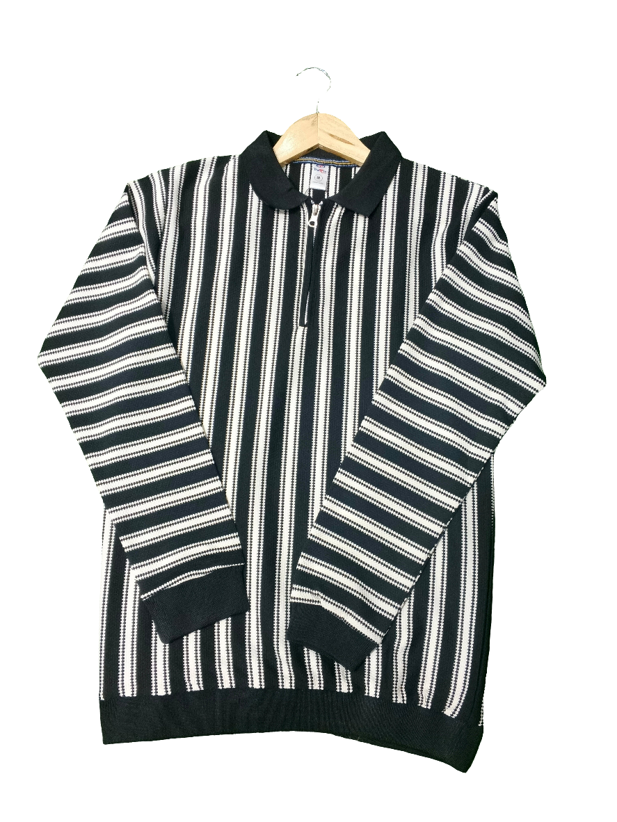 Classic Striped Polo Sweatshirt