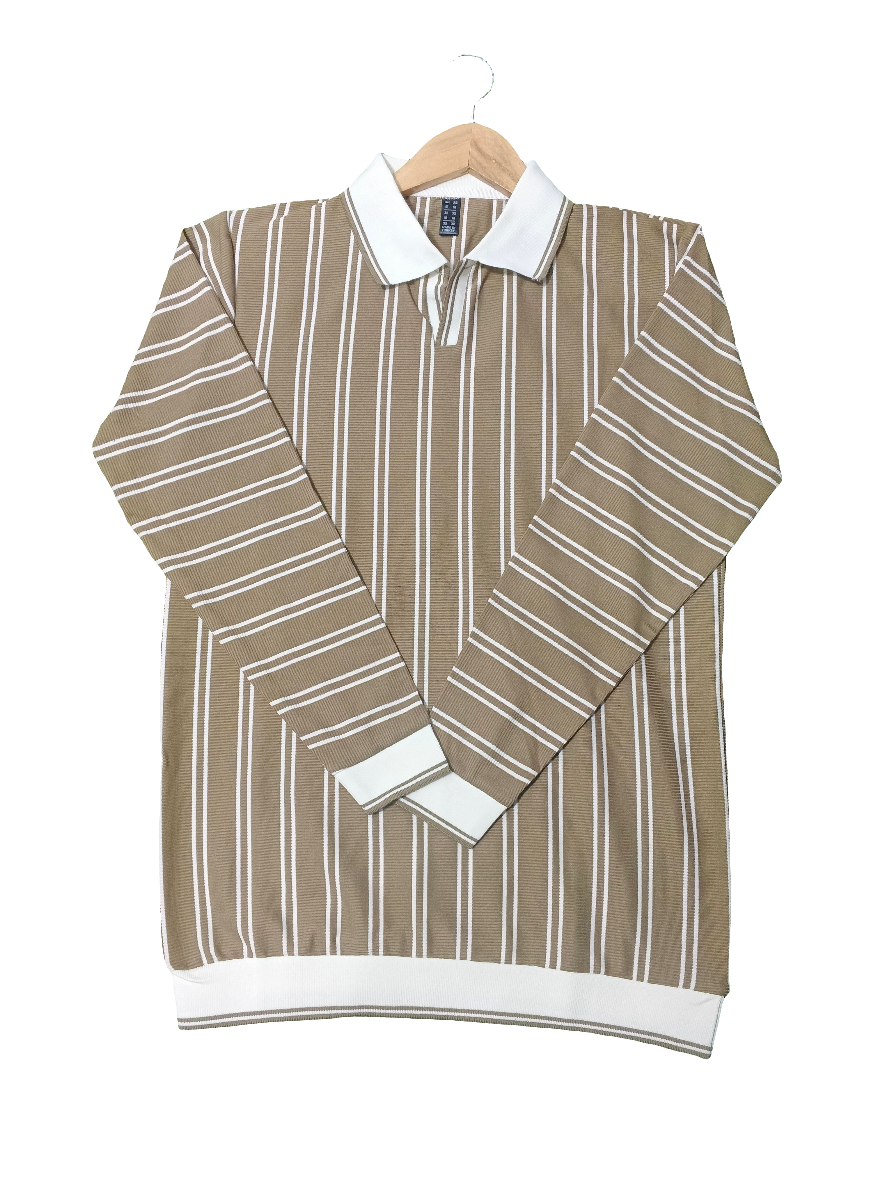 Sandstone Striped Polo Sweatshirt