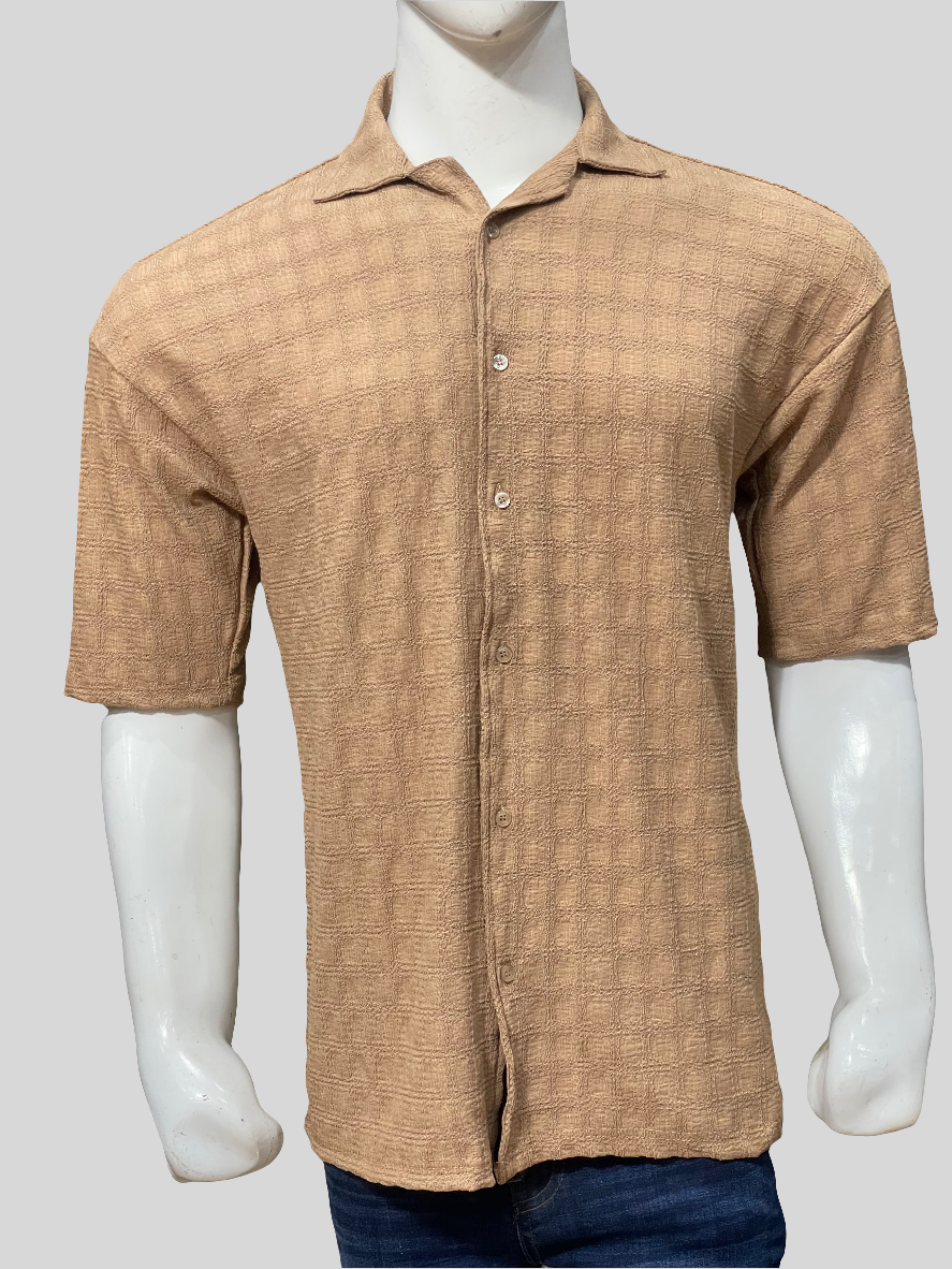 Textured Check Pattern Casual Shirt
