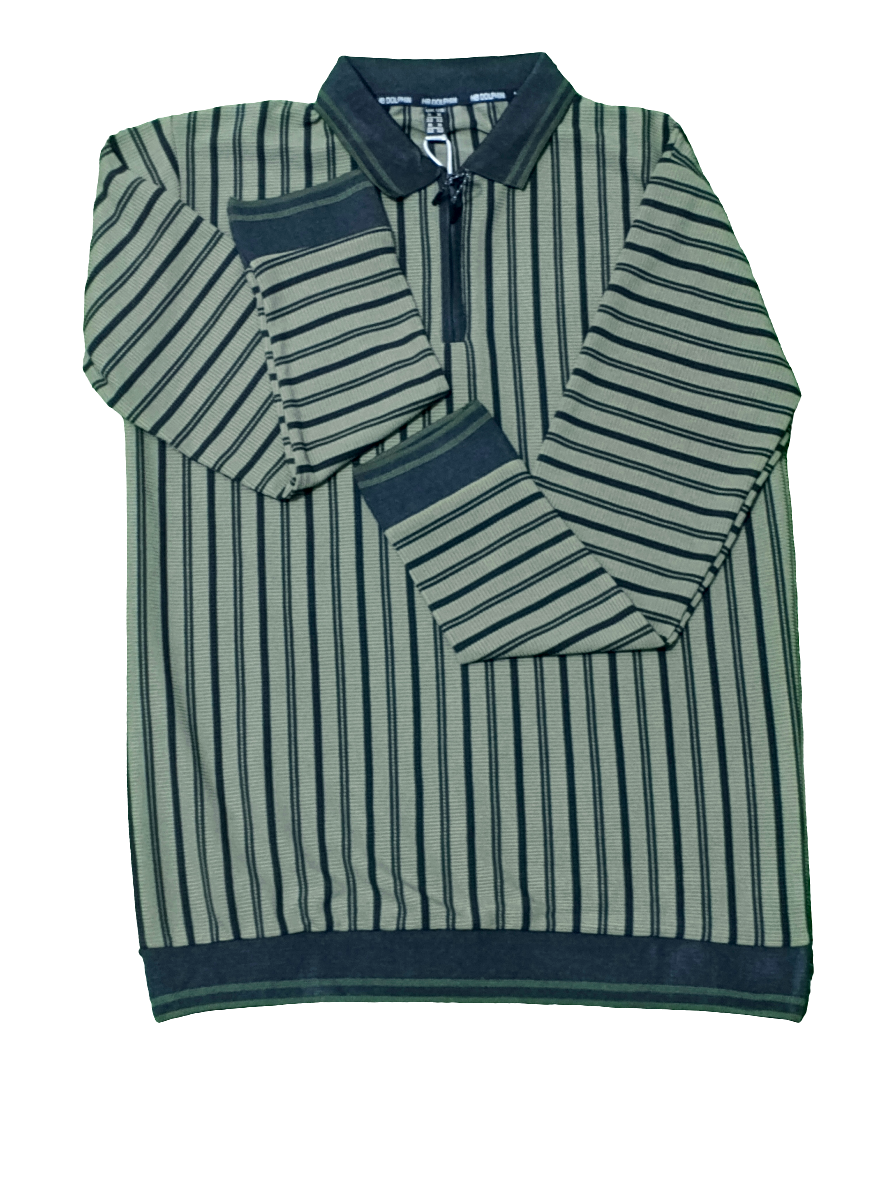 men’s striped polo-style full sleeve t-shirt