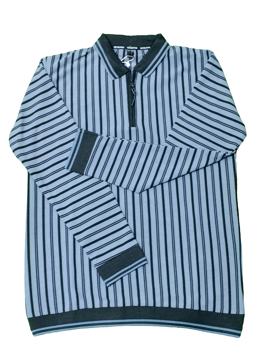 men’s striped polo-style full sleeve t-shirt
