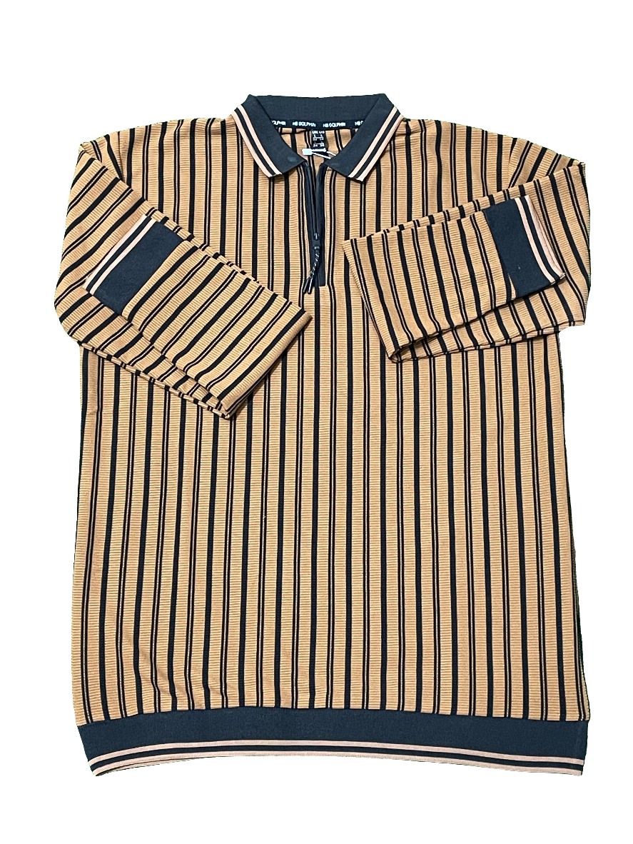 men’s striped polo-style full sleeve t-shirt