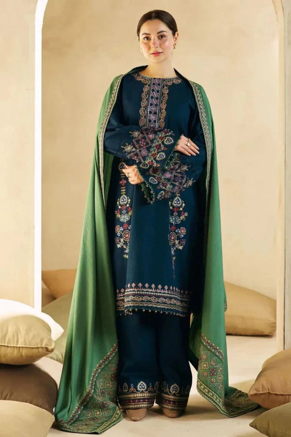 Zara Shahjahan 006 Unstitched Luxury Dhanak Heavy Embroidered 3PC Suit