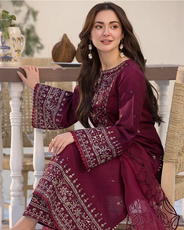 Allys 3pc Unstitched Luxury Lawn Sequence & Embroidered Suit