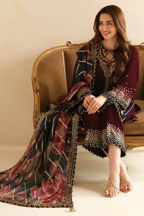 Jazmin 009 Unstitched Luxury Velvet Heavy Embroidered 3PC Suit