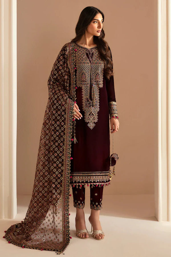 Jazmin 010 Unstitched Luxury Velvet Heavy Embroidered 3PC Suit