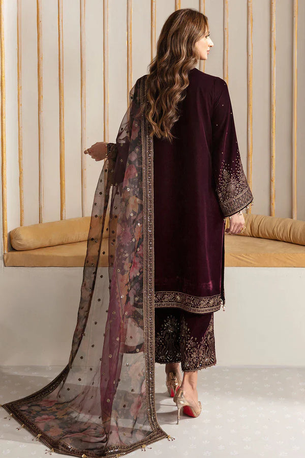 Jazmin 011 Unstitched Luxury Velvet Heavy Embroidered 3PC Suit