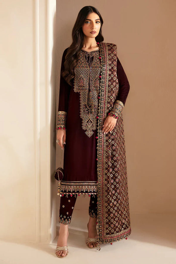 Jazmin 010 Unstitched Luxury Velvet Heavy Embroidered 3PC Suit