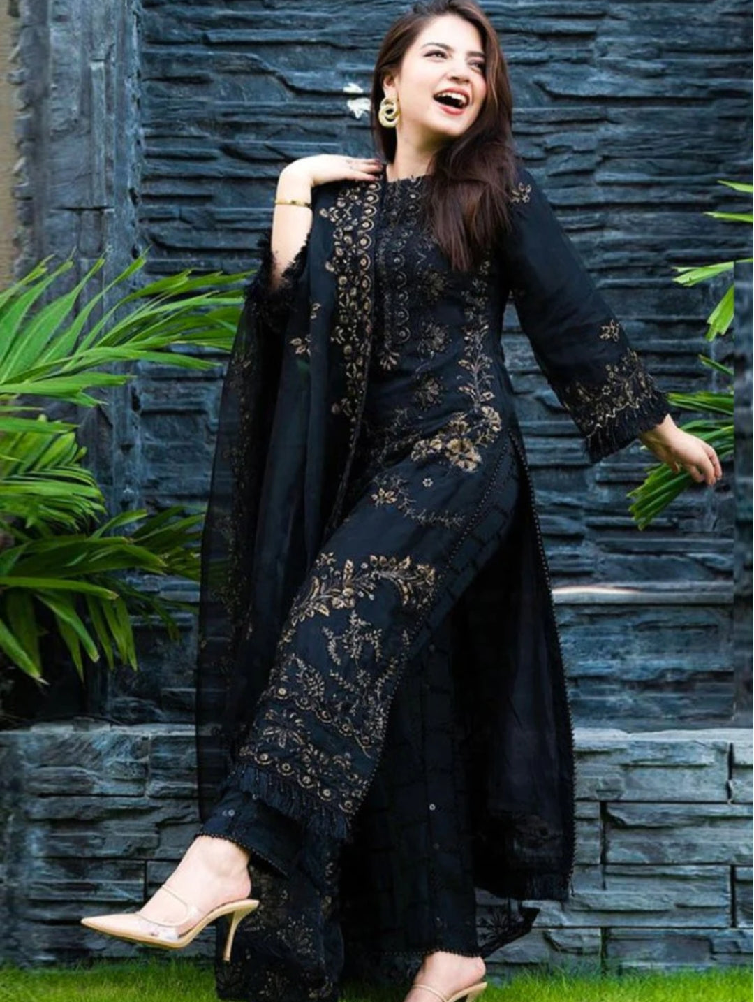 Lawn 3PC Embroidered Shirt with Organza Embroidered Dupatta- 5012