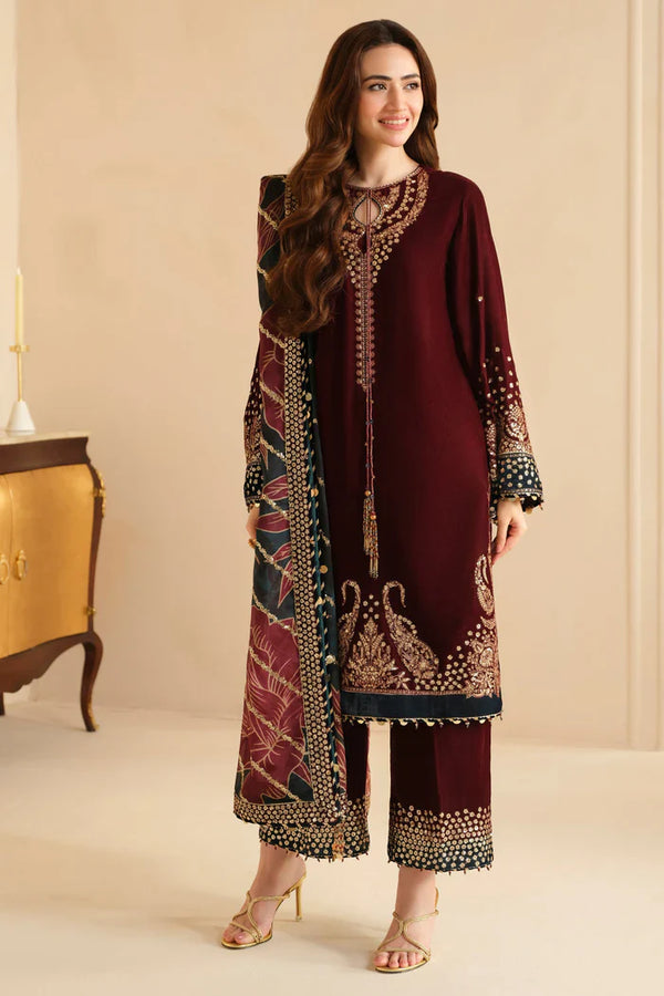 Jazmin 009 Unstitched Luxury Velvet Heavy Embroidered 3PC Suit