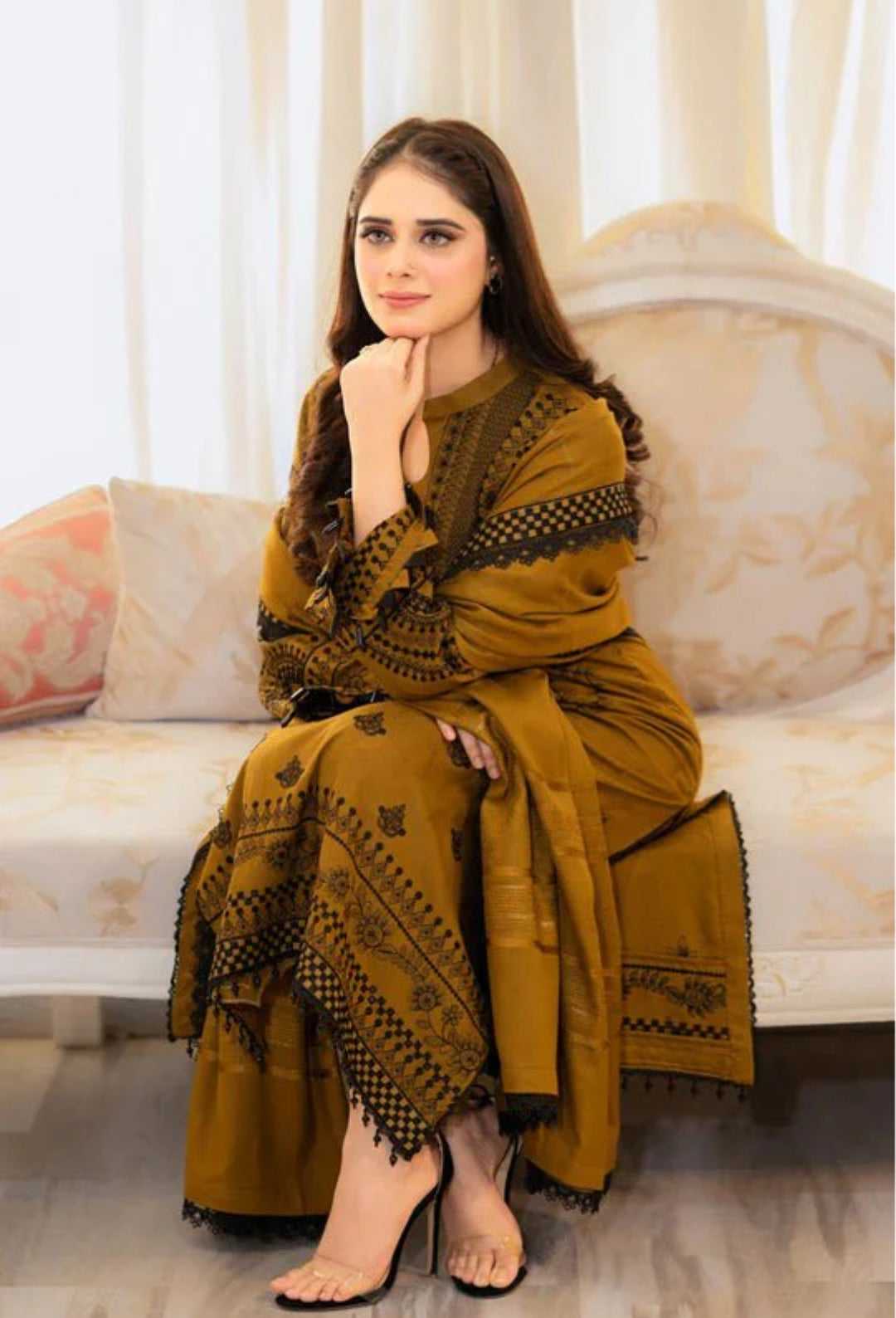 Lawn-3PC Embroidered Shirt with Embroidered Cotton Net Dupatta -5106