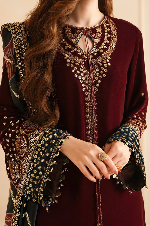 Jazmin 009 Unstitched Luxury Velvet Heavy Embroidered 3PC Suit